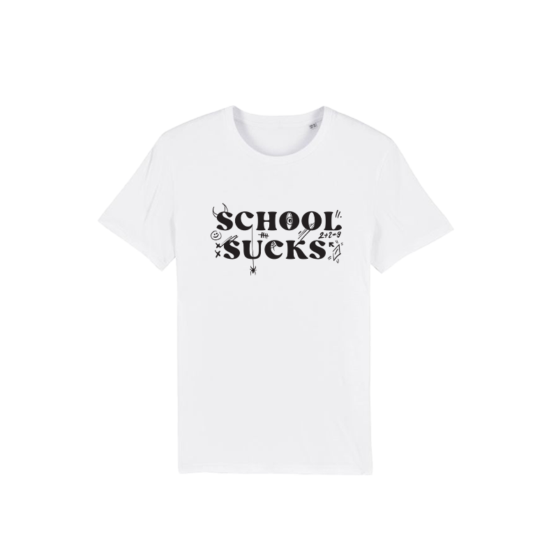 Ruka Hore tričko School Sucks Biela L